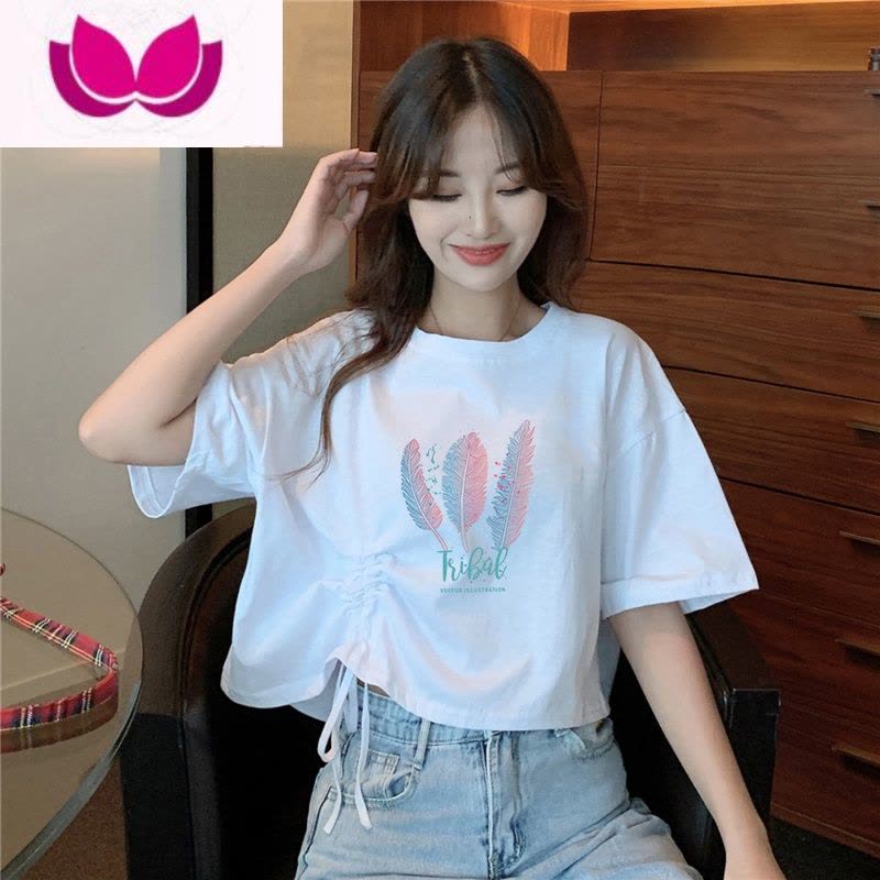 七斓小众设计感高腰露脐短款短袖t恤女2023年新款泫雅风半袖上衣ins潮图片