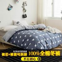全棉冬被被子带被套一体全套加被芯套装可拆洗送棉被单人加厚保暖