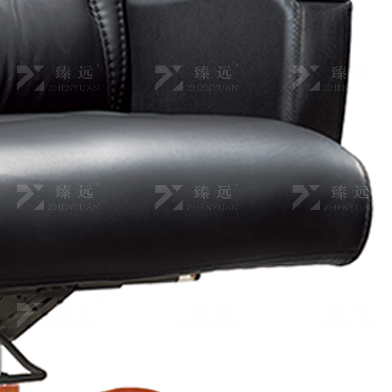 臻远ZY-7569办公中班椅老板椅办公皮椅升降转椅电脑椅 黑牛皮高清大图