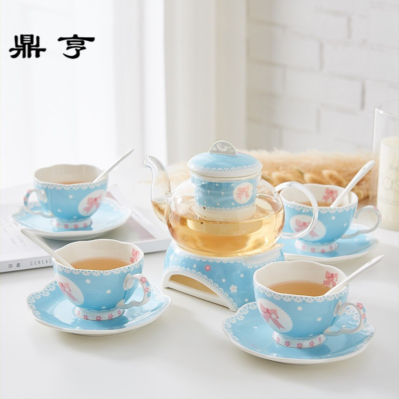 鼎亨日系陶瓷玻璃茶具花茶壶煮水果茶壶套装加热下午茶杯花茶具整
