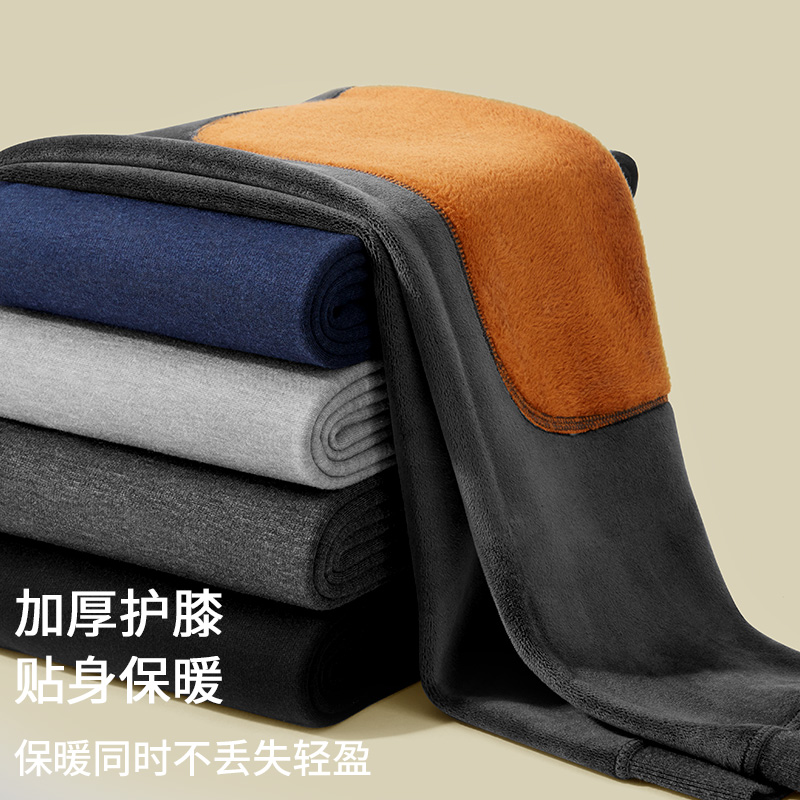 花花公子秋裤男士保暖裤加绒加厚冬季棉裤男单裤毛裤驼绒裤线裤花高清大图