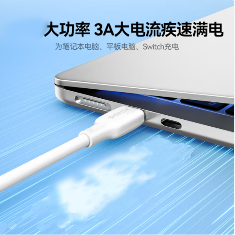 Type-C充电数据线CC202-2 5A PVC外被 PD100W 白色1米 货期2周高清大图