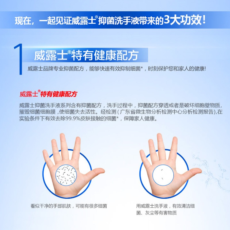 威露士健康抑菌洗手液250ml健康呵护倍护滋润丝蛋白 250ml丝蛋白高清大图