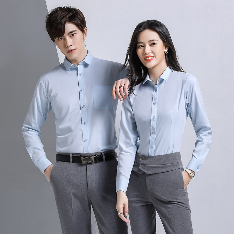 女先生男女同款衬衫纯色白色衬衫西裤套装男女正装面试修身潮流大学生