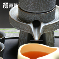 言艺(yanyi) 陶瓷功夫茶具套装 懒人半自动自流水功夫冲茶器-时来运转灰礼盒装