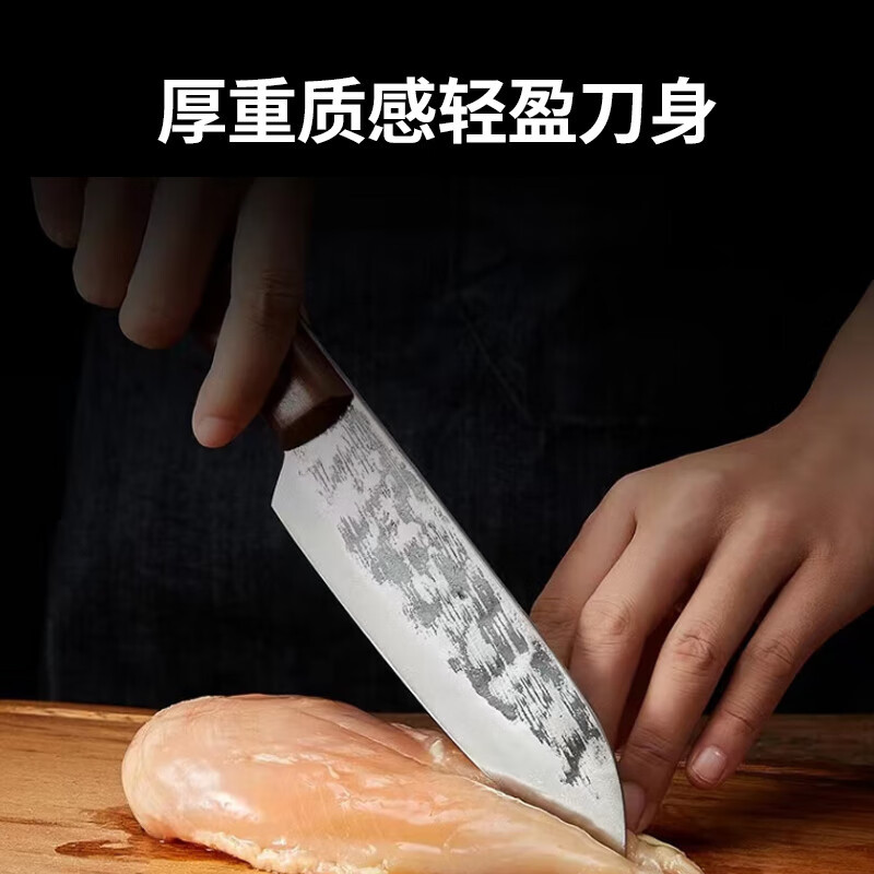 王源吉 切片刀手工锻打老式切肉切菜刀 锋利不锈钢锻打厨房轻多 便用刀