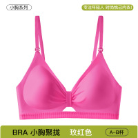 加厚外扩型无痕内衣女聚拢小胸显大胸显腰细漫画胸挂脖美背文胸罩 S建议32/70AB 玫红色