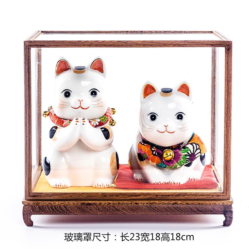 日本祈愿猫大号摆件开业生日结婚创意情人节礼品 三维工匠 7290+7291配玻璃罩猫高清大图