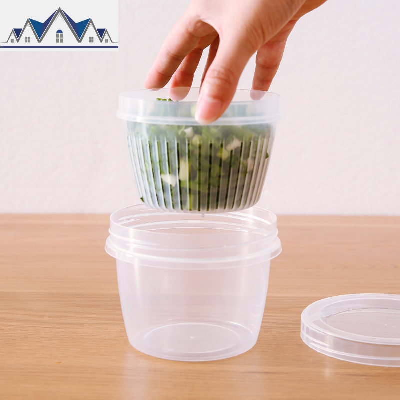 葱花保鲜盒厨房姜蒜香菜冰箱塑料带盖水果蔬菜沥水密封储物收纳盒 三维工匠高清大图