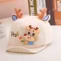 婴儿帽子春秋季鸭舌帽可爱超萌秋季男女童薄款棒球帽韩版潮流_860 hi可爱小鹿角-米色1-2岁以内帽尾46-48cm可调节
