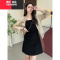 YIBUSHENG气质黑色吊带连衣裙外搭罩衫女季防晒开衫配吊带裙衬衫裙子套装