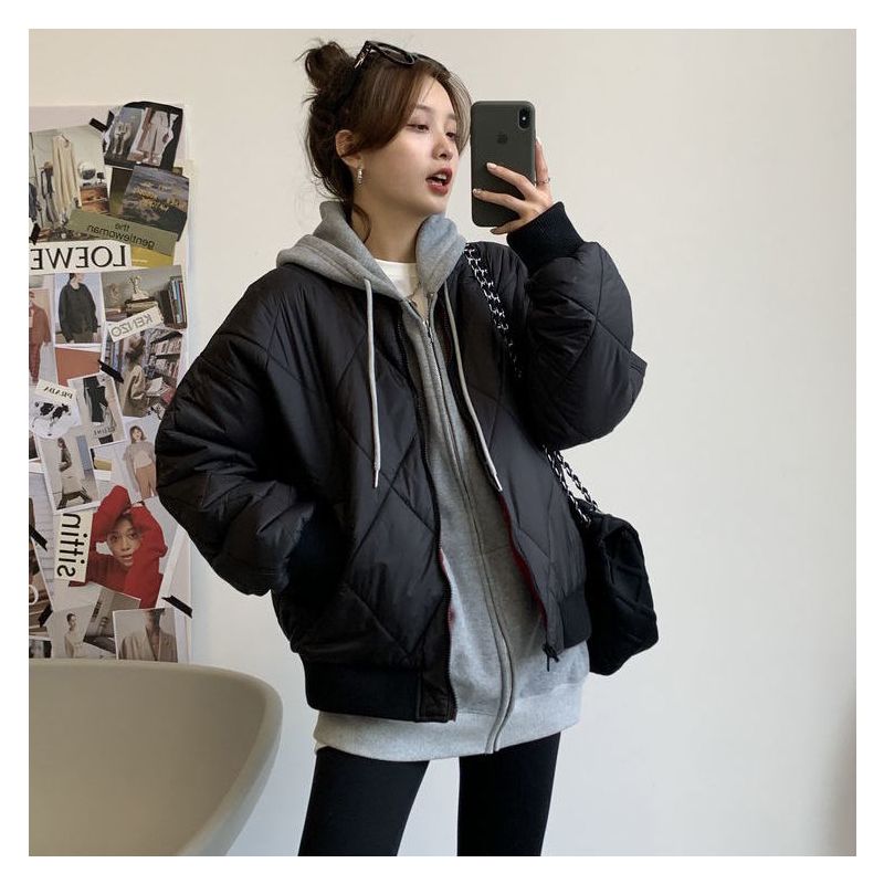 女士棉衣 滑面or绗缝两面穿棉服女冬季短款复古棉袄飞行夹克棉衣外套