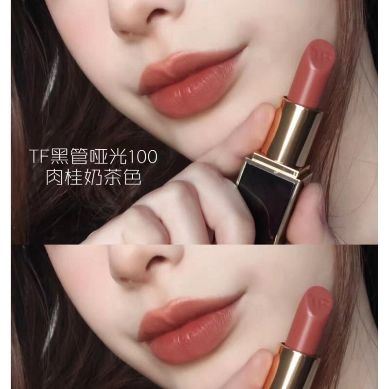 汤姆福特(Tom Ford) TF唇膏 新色黑金管口红 100#肉桂奶茶色 持久显色高清大图