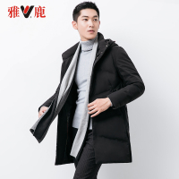 yaloo/雅鹿羽绒服男 中长款冬2018新款男士连帽保暖修身潮