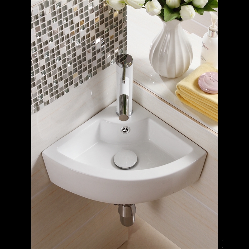 挂墙洗手盆转角小台盆古达卫生间迷你小号三角洗脸盆简易陶瓷洗漱台