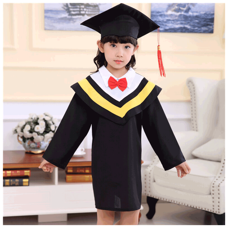迪鲁奥(DILUAO)儿童演出服装中学生小学生博士服男女毕业礼服幼儿园学士服博士帽