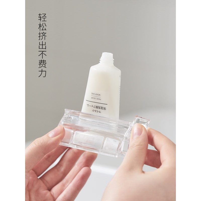 日本制懒人牙膏挤压器手动牙膏夹洗面奶护手霜挤牙膏器单个 三维工匠 透明灰单个装(可宽8CM以内管状物品)高清大图