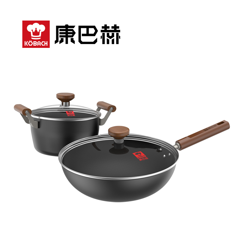 康巴赫(KBH) 甄选有钛不粘铁锅两件套22cm+32cm LPB-JX02Y