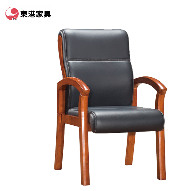 东港家具 SH-350 橡胶木椅 办公家具 办公椅 皮艺老板椅 实木四脚椅 电脑椅会议椅 皮料色彩可定制