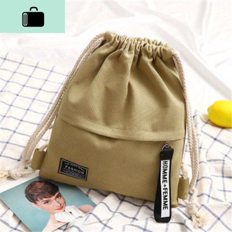束口袋抽绳背包女帆布简约学生书包男运动小布袋包韩国拉绳双肩包NEW LAKE高清大图