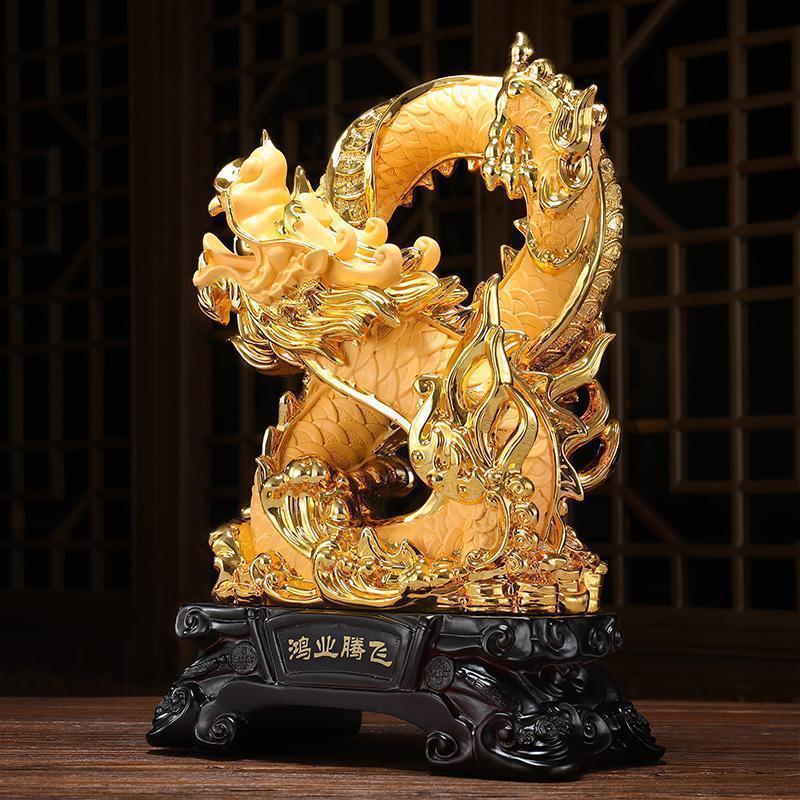 大号生肖龙摆件金龙摆设工艺品风水金龙家居客厅装饰摆件_572_761