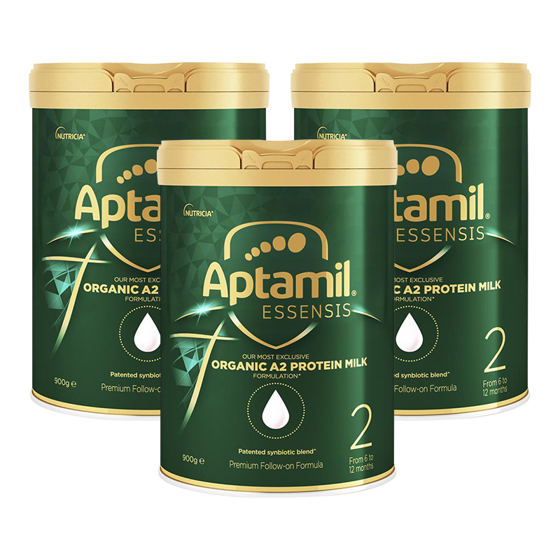 预售发/3罐装-爱他美(aptamil)绿色奇迹有机A2蛋白配方奶粉2段900g/罐装 进口婴幼儿二段奶粉 6-12个月