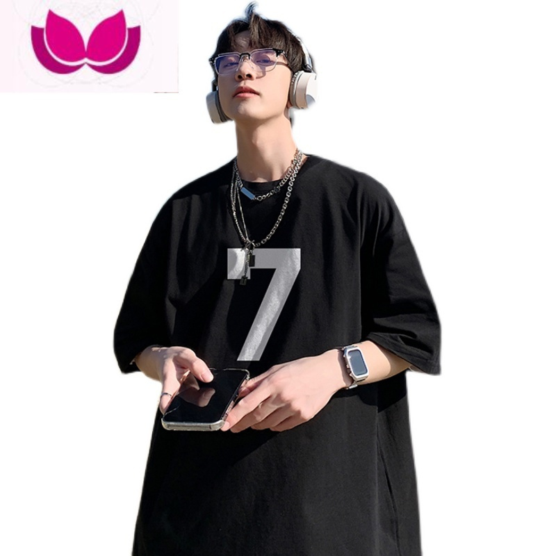 七斓7号短袖t恤男款夏季宽松衣服美式oversize小领口半袖