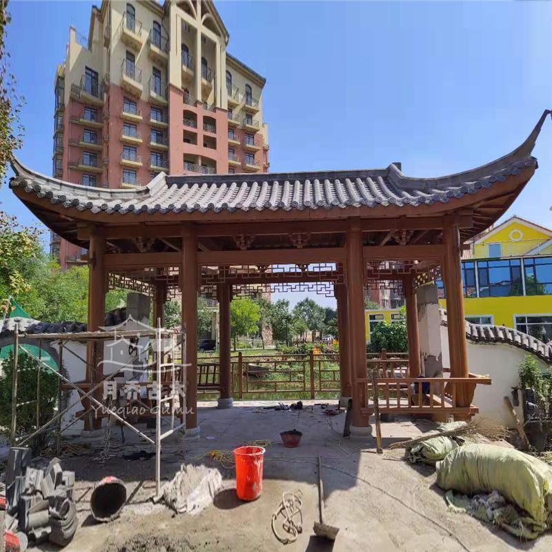 森美人凉亭花园别墅防腐木亭子仿古四角中式定制户外庭院实木古建六角亭 古建水榭亭（预付）详询13755988081