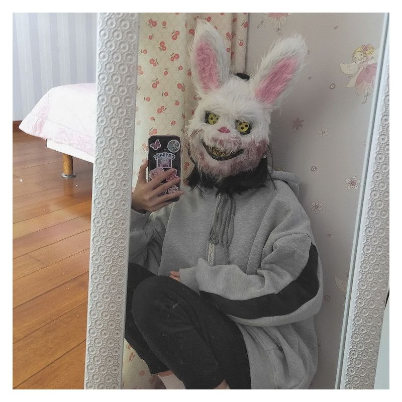 血腥兔子面具cos兔人杀手兔面具万圣节恐怖面具同款兔脸面具