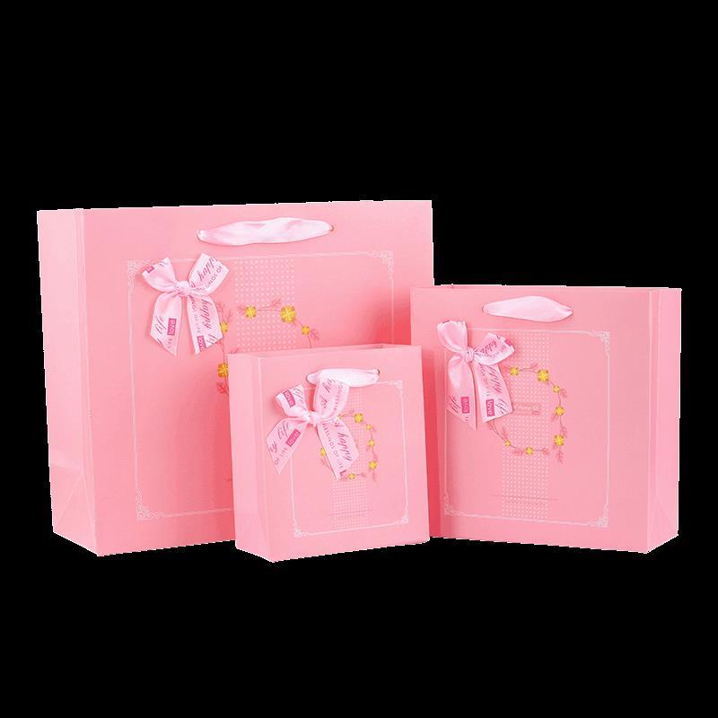 新款蓝色碎花中号20208时尚深蓝色底小花蝴蝶结礼品袋商务送礼袋包装