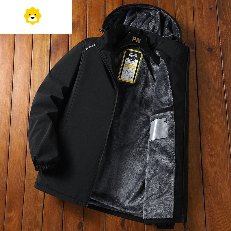 fishbasket防风衣男士新款可脱卸帽工装夹克棉衣加绒加厚p暖男大衣