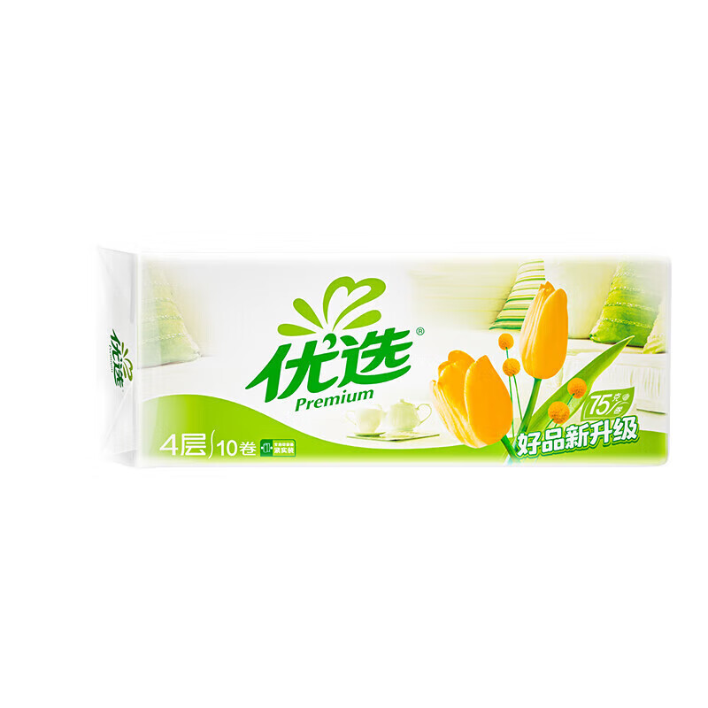 心相印 LR910 优选郁金香系列无芯卷纸 75克四层 卫生纸 10卷/提