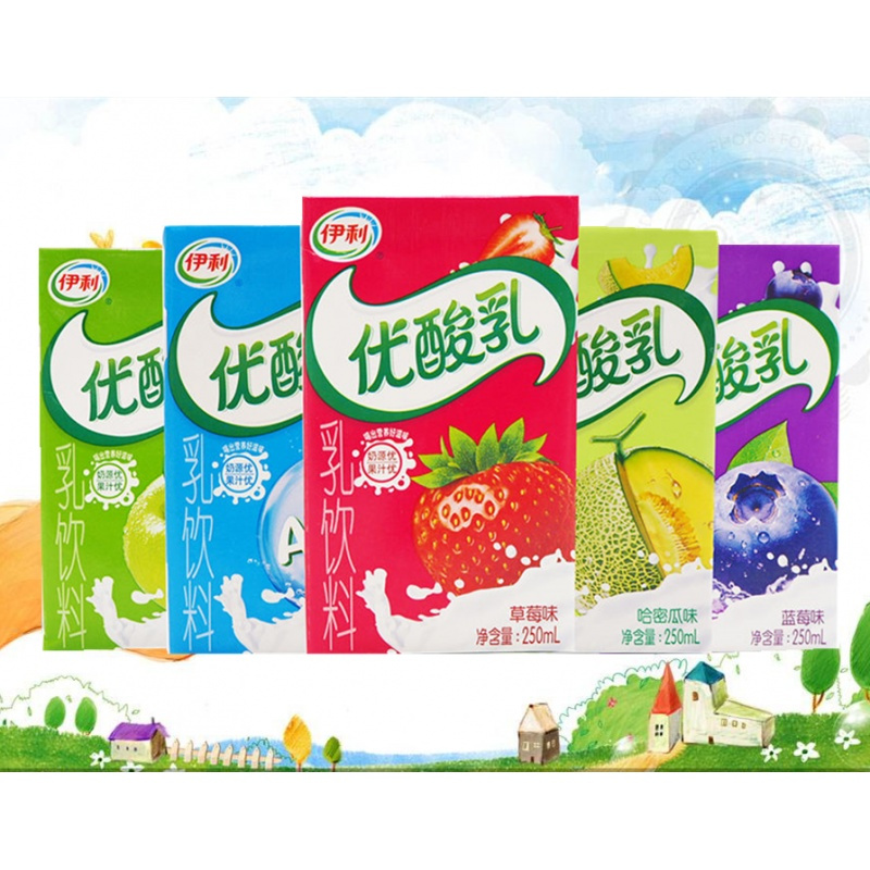 伊利优酸乳250ml24盒牛奶蓝莓哈密瓜ad钙草莓任选口味备注即可