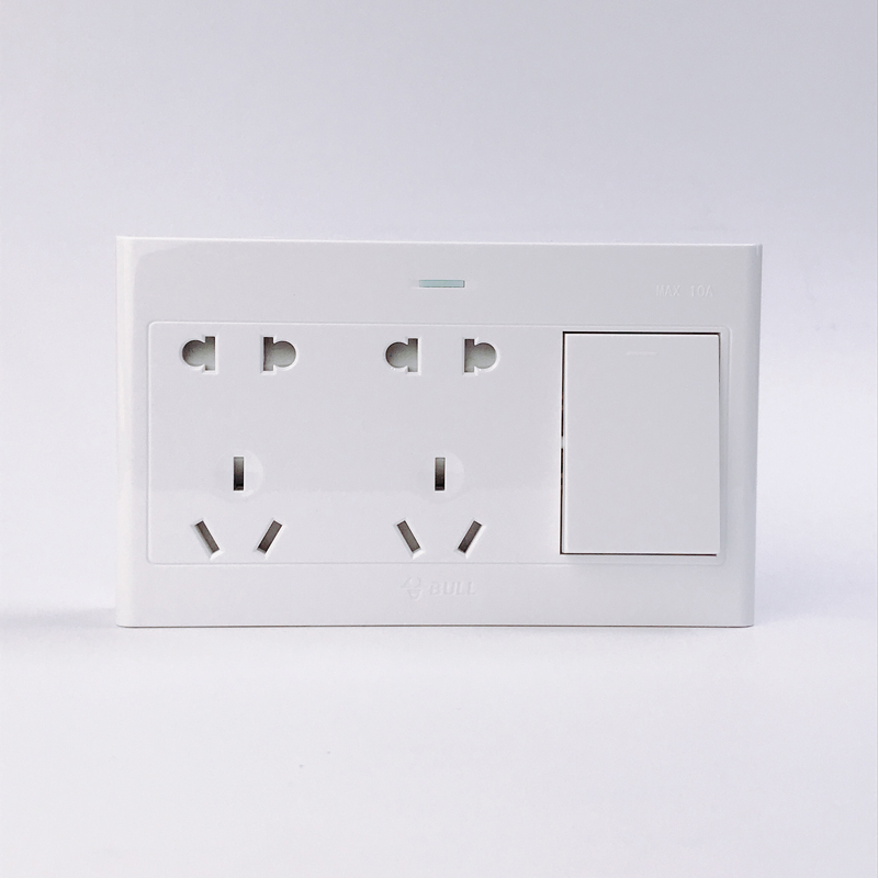 公牛明装插座带开关家用面板多孔一开五孔上墙外装明盒明线明开关明装