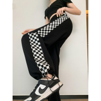 唐狮裤子女秋冬新款女休闲裤小个子直筒显瘦黑色运动裤卫裤
