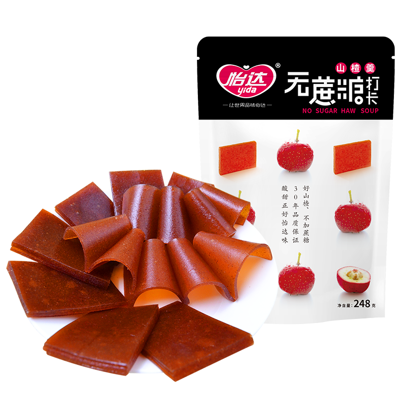 怡达无蔗糖山楂羹248g 山楂糕山楂片果丹皮休闲零食