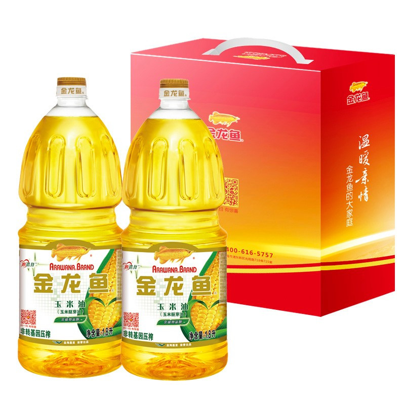 金龙鱼食用油非转基因玉米油 1.8L*2