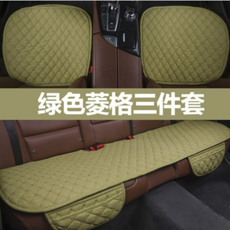 适用于冬季毛绒汽车坐垫单片无靠背三件套四季通用单座垫亚棉麻后排2