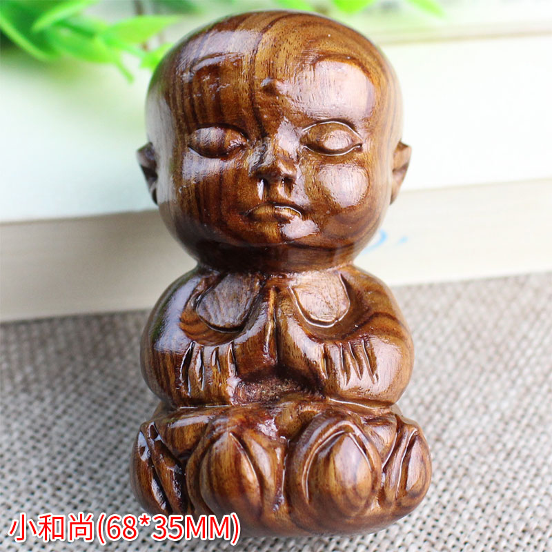 厂家直销老挝花梨木手把件实木旅游工艺品酸枝木把玩件貔貅葫芦象 小和尚