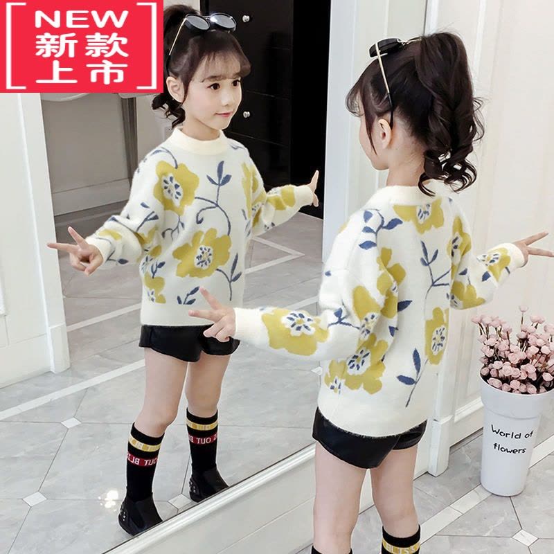 可莉允女童毛衣2022新款秋冬季加绒加厚中大童女孩儿童针织打底衫图片