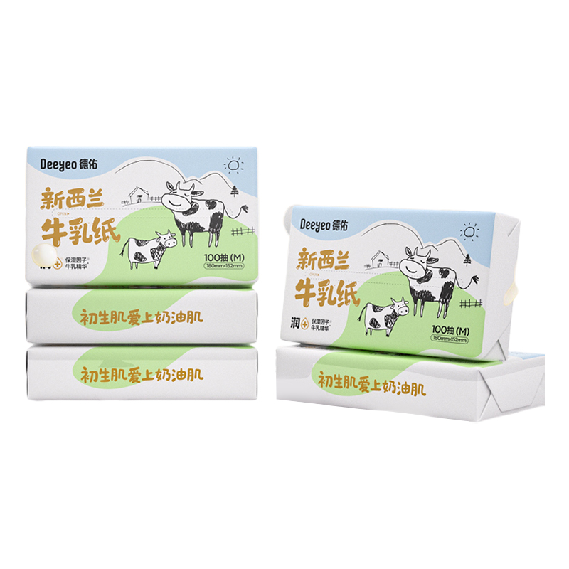 德佑纸面巾100抽*5包*4提乳霜云柔牛乳款10040151