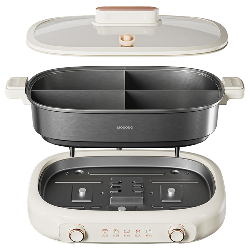 摩动电火锅7L分体双旋钮四宫格内胆MD-FT01S高清大图