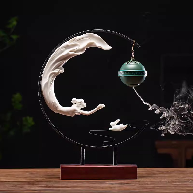 新中式倒流香炉创意倒流香家居摆件 嫦娥奔月/1个