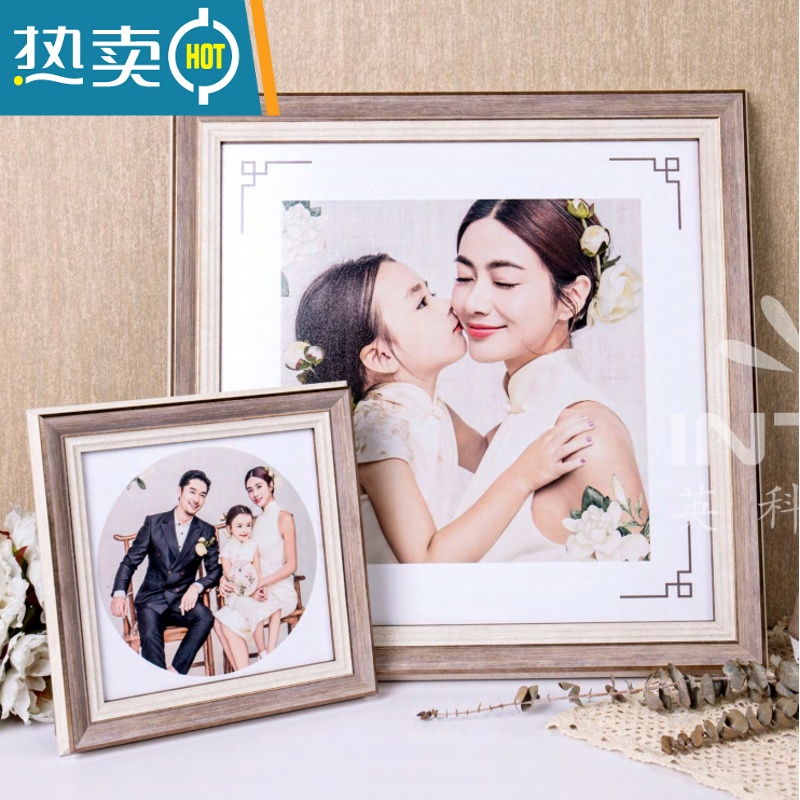 敬平美式相框摆台欧式复古相架挂墙定制画框7 8寸婚纱照全家福洗照片 8057蓝色 16寸(内径30.5*40.6)挂墙高清大图