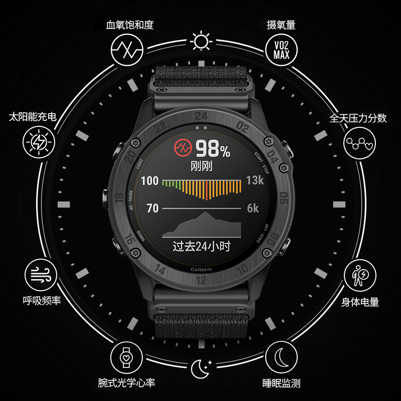 佳明(GARMIN)Tactix Delta泰铁时太阳能战术旗舰版蓝宝石镜面户外夜视隐蔽模式北斗户外手表