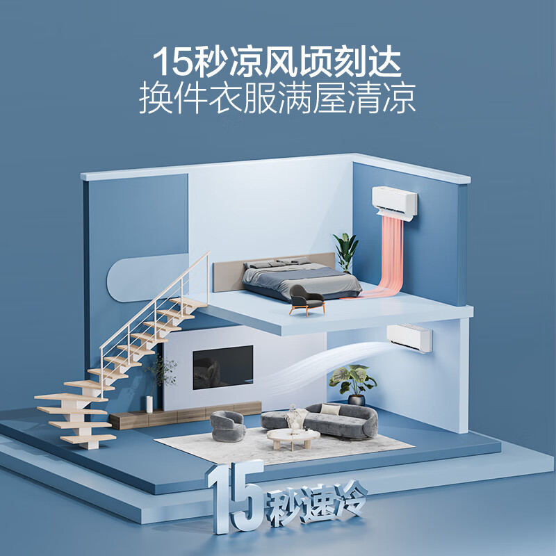 海尔(Haier)空调挂机净省电1匹p变频冷暖新一级智能壁挂式客厅卧室大风口节能省电KFR-26GW/E1-1高清大图