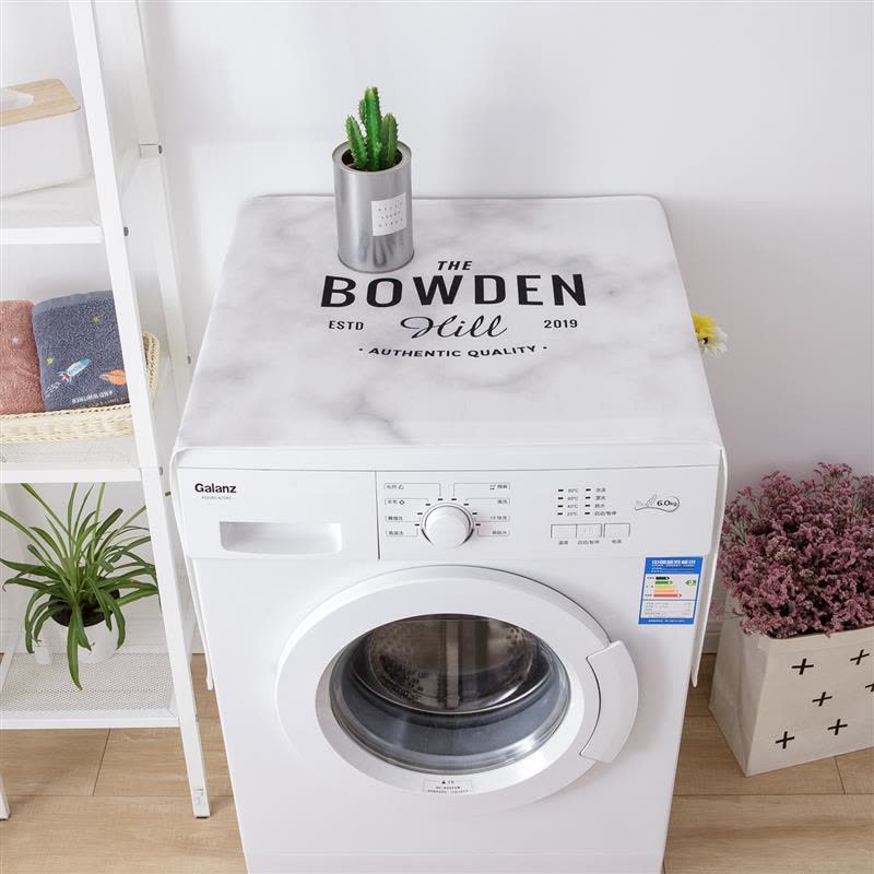 北欧简约洗衣机防水盖布单开双开门冰箱防尘罩棉麻盖巾微波炉防尘|清新蓝莓 65X180双开门冰箱专用图片