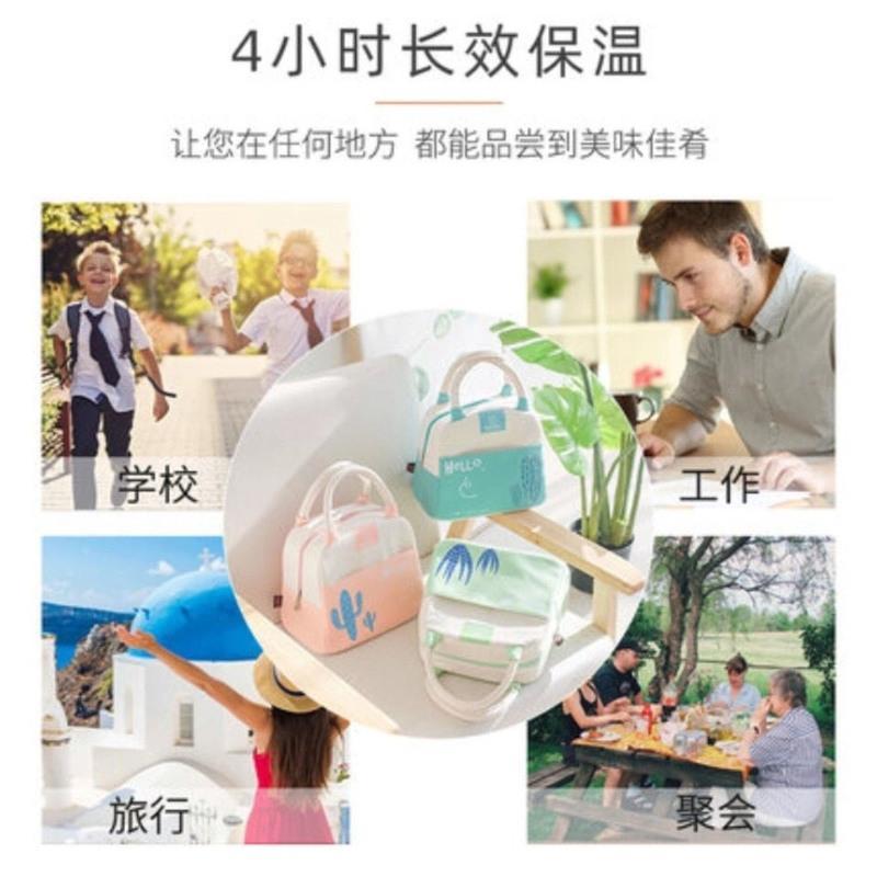 粉色 韩式卡通手提饭盒袋加厚帆布铝箔保温袋便当包学生上班带饭午餐袋