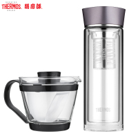 膳魔师(Thermos)膳魔師高硼硅玻璃玻璃杯子带茶漏泡茶杯商务办公隔热水杯400ml喝水杯套装 家用/办公/通用