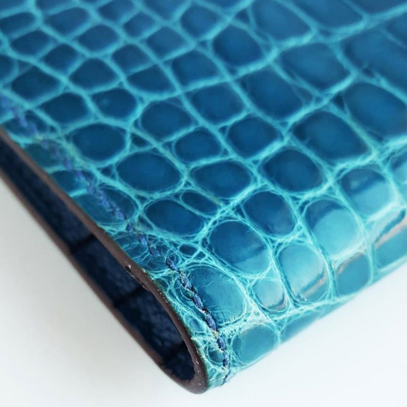 正品二手9成新 爱马仕 Hermes Bearn系列女士蓝色鳄鱼皮钱夹卡包手拿包正品钱包报价 参数 图片 视频 怎么样 问答 苏宁易购